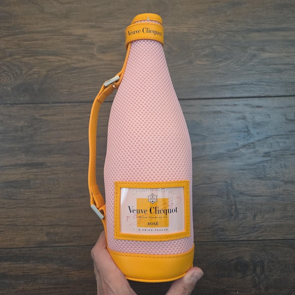 Veuve Clicquot Champagne Bottle Ice Jacket -- Carrier Tote Chiller Carrier Storage Bag Pink Rose Gift Bachelorette