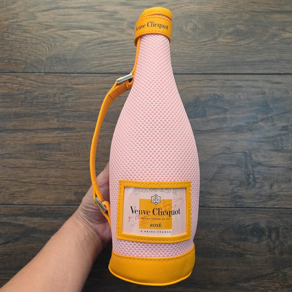Veuve Clicquot Champagne Bottle Ice Jacket -- Carrier Tote Chiller Carrier Storage Bag Pink Rose Gift Bachelorette