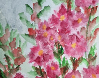 Watercolor flowers original art painting small unframed