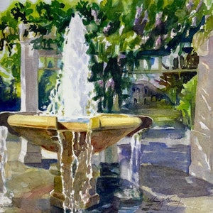 Fountain Art Print,Watercolor Artwork,Watercolor Print Wall Art,Water Fountain Print,Watercolor Art Gift, Colorful Wall Art Print