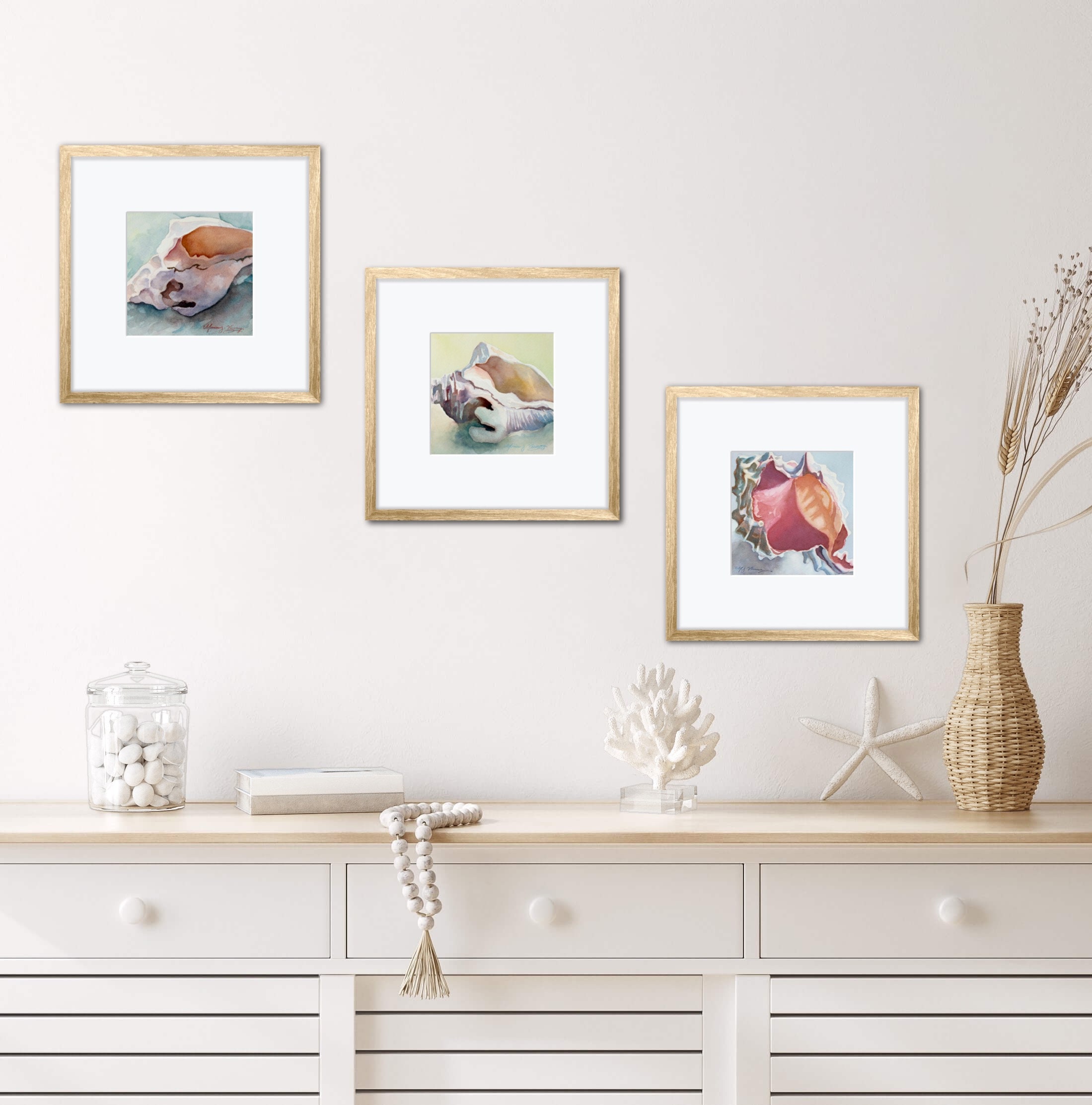 Seashell Watercolor Artwork,coastal Decor,ocean Watercolor Art,beach ...