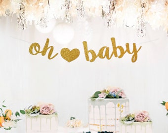 oh baby banner, rose gold banner, oh baby,glitter banner, baby shower banner,baby banner,baby birthday banner,Custom Banner,cursive banner