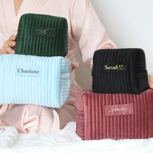 Custom Makeup Bag, Makeup Bag Gift, Travel Toiletry Bag, Bridesmaid Gifts, Wedding Gift, Velvet Cosmetic Bag, Velvet Cosmetic bag gifts