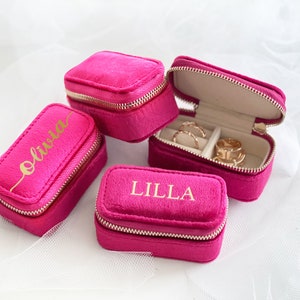 Mini portagioie, piccolo porta anelli, regalo per damigella d'onore, regalo rosa Barbie, portagioie personalizzato, portagioie da viaggio, regalo per la festa della mamma