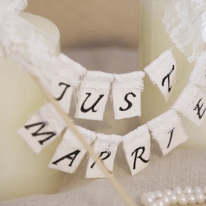Just Married Wedding Cake Topper Banner, Rustic Cake Topper, Rustic Cake Banner,Wedding Cake Topper, Rustic Wedding Cake Banner, Shabby Chic