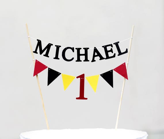 Mickey Mouse Cake Topper | Disney Themed | Personalized Name  Disney Vintage Baby First year old Custom Cake topper - Customize your name/num display picture 1