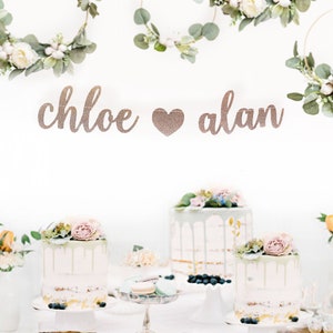 CUSTOM NAME BANNER, Rose gold Name Banner, custom glitter banner, personalized glitter sign, name banner, wedding banner, custom garland