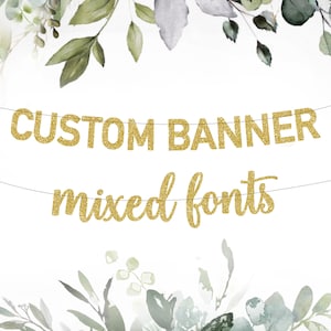 Banner personalizado de duas linhas em negrito e script, banner personalizado para festa, banner personalizado para aniversário, banner personalizado para chá de bebê, placa para chá de panela