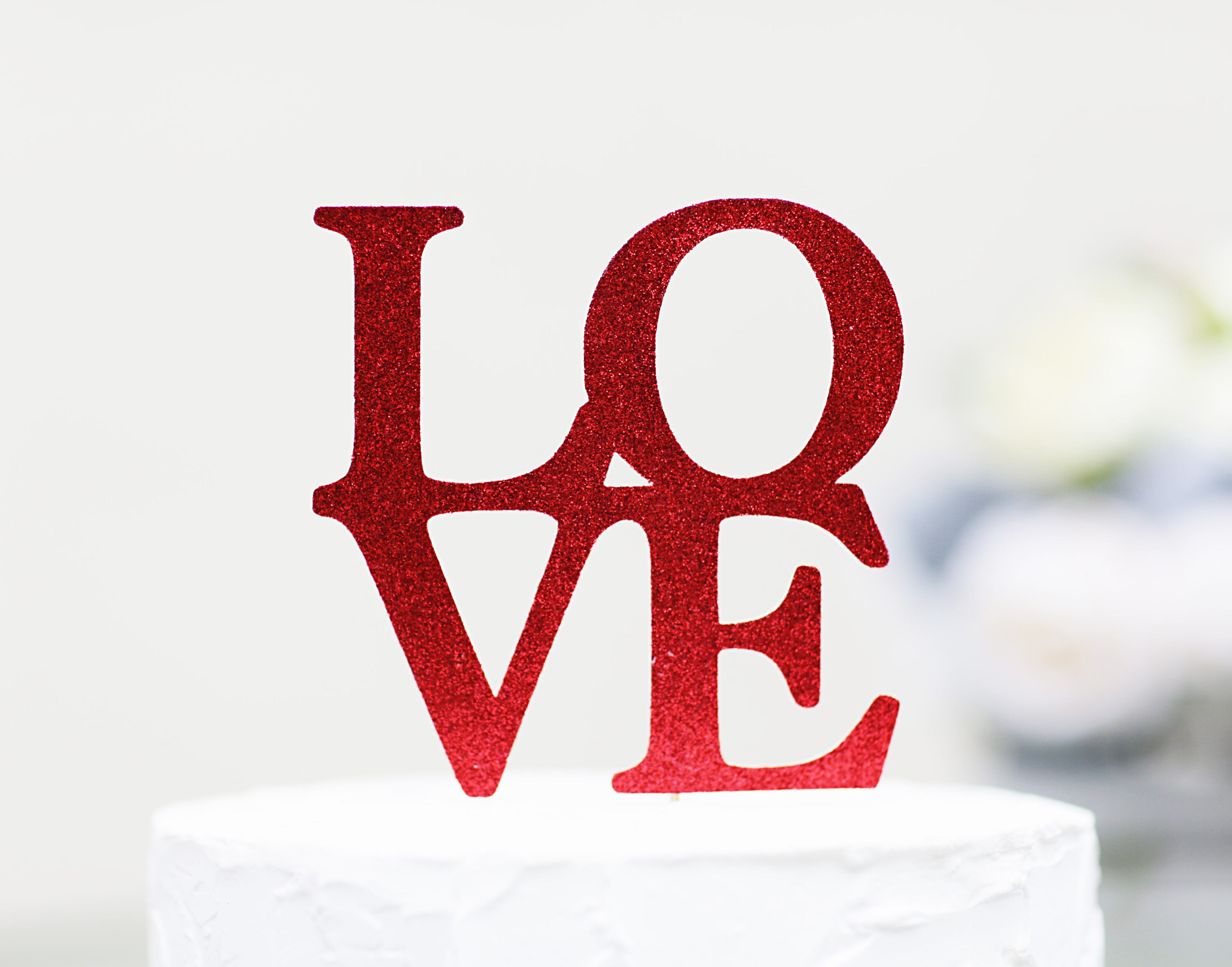 love Cake toppers LOVE Wedding Cake topper Glitter cake Etsy