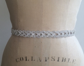 Bridal Belt-Bridal Sash-Bridesmaid Belt-Art Deco Rhinestone Beaded Bridal Sash Belt-Bridesmaid Sash-Vintage Rhinestone Crystal Wedding Sash