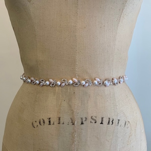 Sale Pearl Rose Gold Bridal Belt-Pearl Bridal Sash-Bridesmaid Belt-Bridesmaid Belt-Pearl Wedding Belt-Rhinestone Beaded Wedding dress Sash