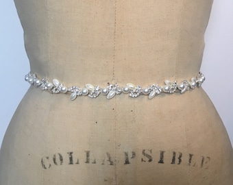 Pearl Bridal Sash-Pearl Bridal Belt-Bridesmaid Belt Pearl-Bridesmaid Sash Pearl-Pearl Rhinestone Bridal Sash Belt-Beaded Wedding dress Sash