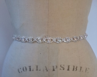 Sale Bridal Belt-Small Bridal Sash-Bridesmaid Belt-Art Deco Rhinestone Beaded Bridal Belt-Bridesmaid Sash-Sale Rhinestone Wedding dress Belt