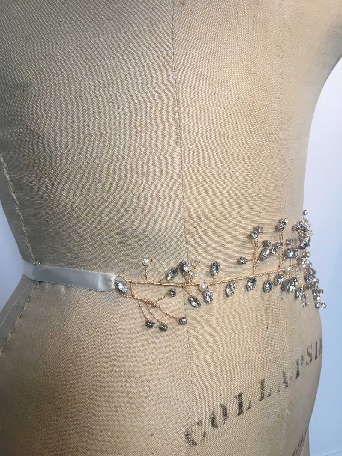 Brautgürtel Mit Perlen & Strass – 270 Cm Lang, 4 Cm Breit, Grau, Für Hochzeitskleid & Brautjungfern