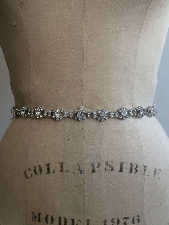 Sale Bridal Belt-Bridal Sash-Small Wedding Dress Belt-Bridesmaid Sash-Bridesmaid Belt-Rhinestone Bridal Sash Belt-Thin Beaded Bridal Belt