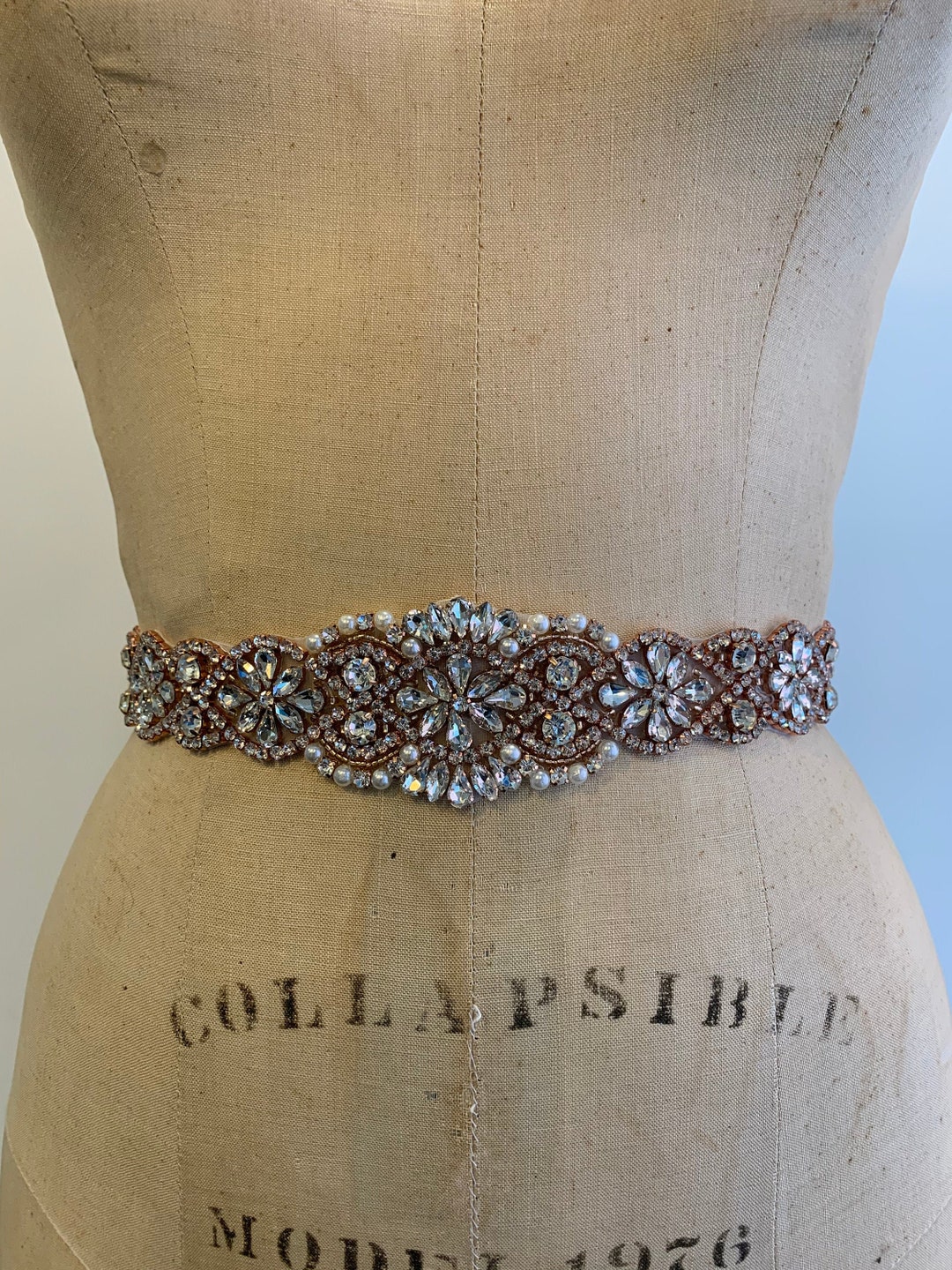 rose gold dress sash Cosima Sash Belt in Pale Gold Shimmer main image 0