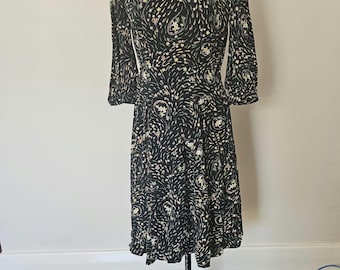 1940s Flower Print Rayon Dress