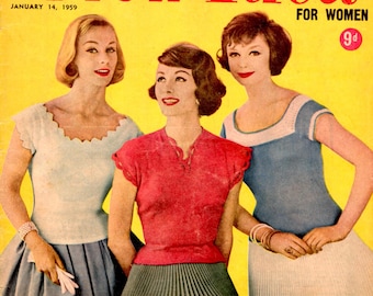 Tijdschrift voor zomertrio om nieuw idee uit de jaren 50 te breien