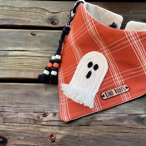 Ghost Halloween dog bandana Halloween costumes for dogs ghost bandana Fall dog bandanas Plaid dog bandanas image 4