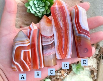 Carnelian agate towers with beautiful banding - Carnelian crystals - Agate banding - Crystals for energy - crystals for motivation - towers