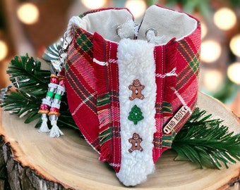 Christmas gingerbread dog bandana - Christmas sweater dog bandana - Christmas gifts for dogs - Plaid Christmas bandana - Unique dog bandanas