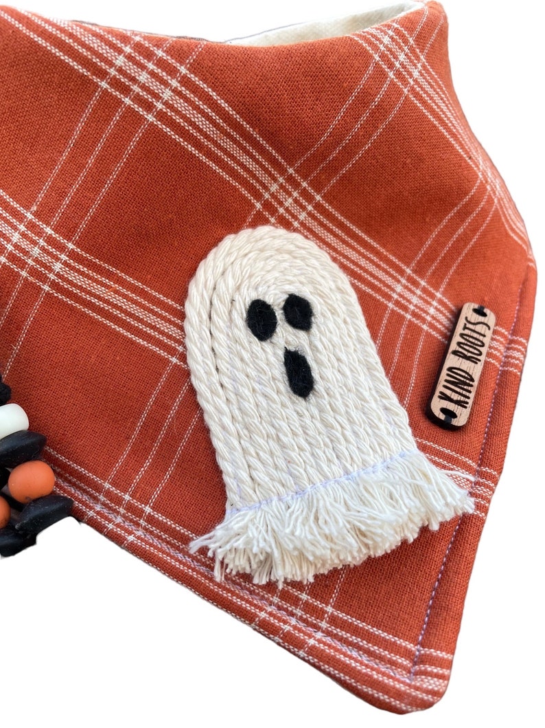 Ghost Halloween dog bandana Halloween costumes for dogs ghost bandana Fall dog bandanas Plaid dog bandanas image 3