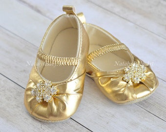 Goud Baby schoenen Bruiloft meisje schoenen Crystal Baby meisje wieg schoenen Gouden baby slippers Kerst baby schoenen Goud Kerst schoenen