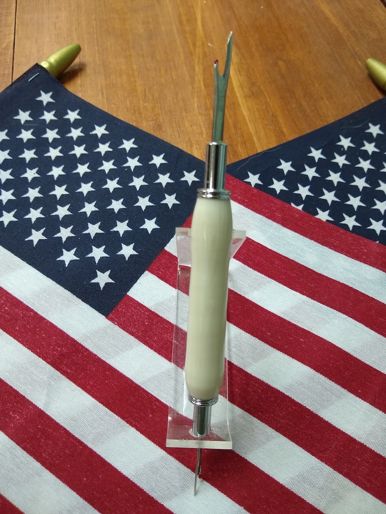Dual sided seam ripper made from Faux Ivory acrylic