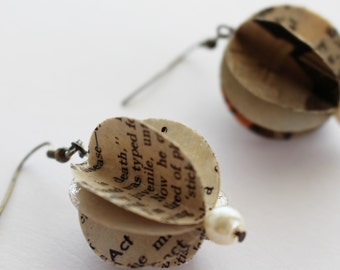 Paper drop earrings using vintage magazines.