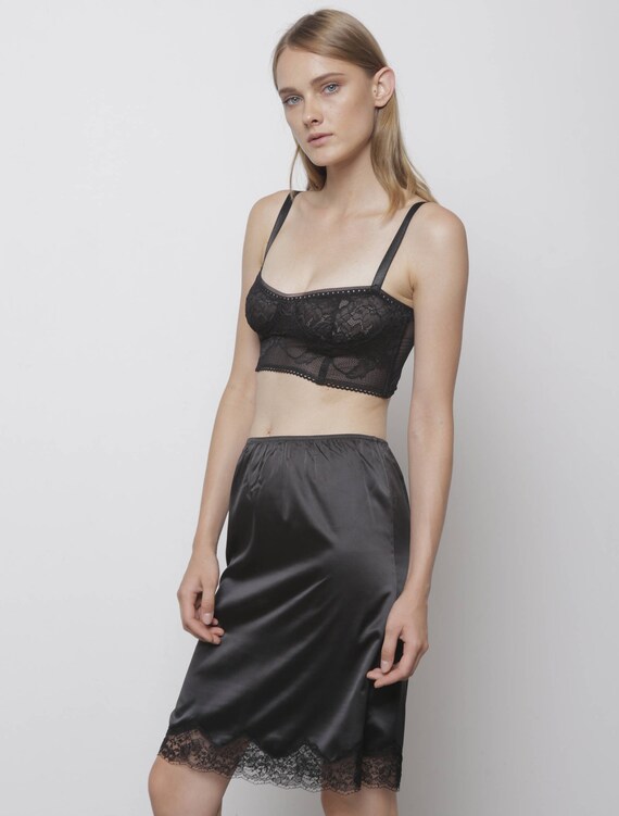 Satin half slip Black half slip Black underwear skirt