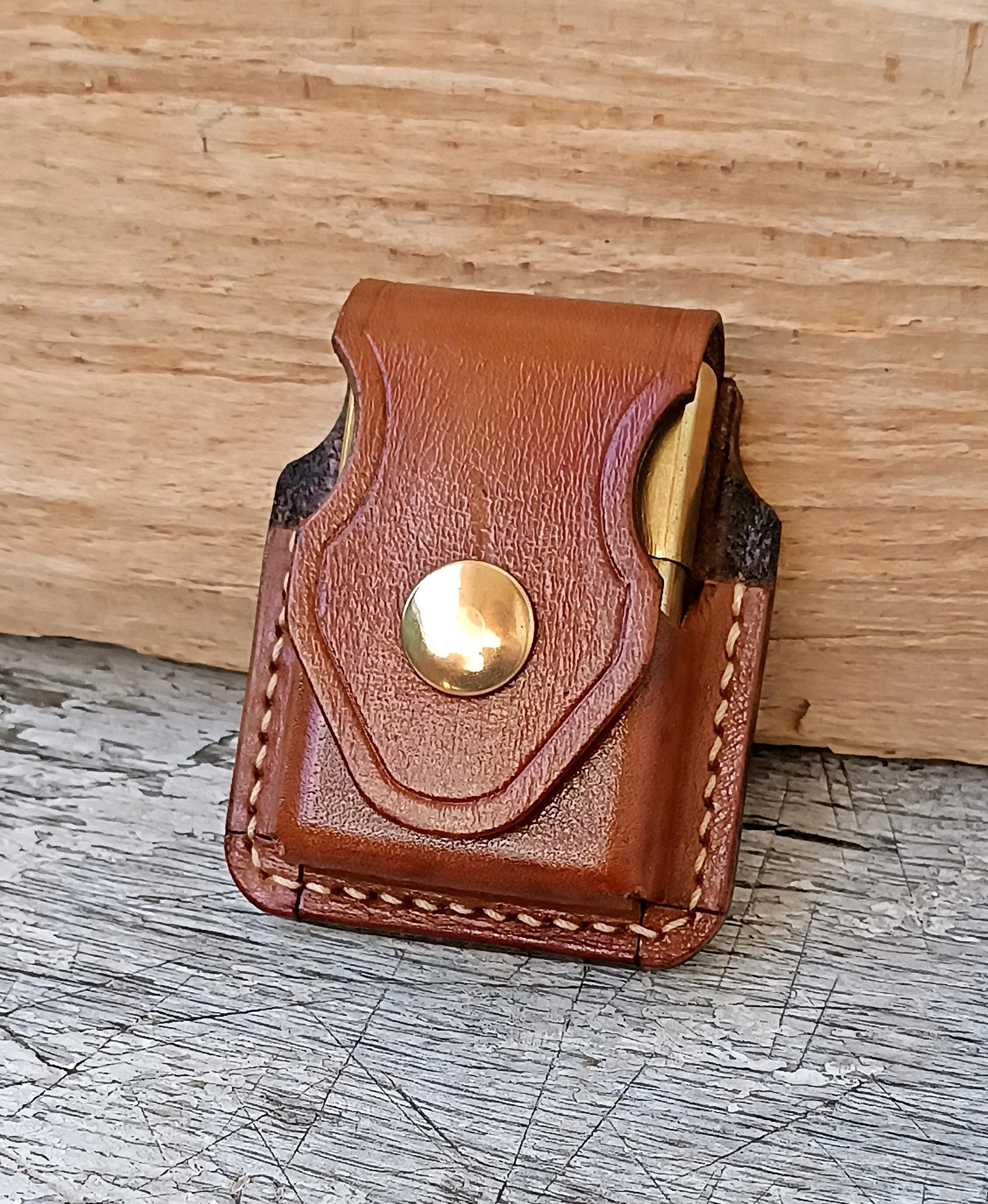 Leather Pouch/Case/Compatible With Zippo /Belt Loop/Lighter/Handmade/Hand-stitched/Unique-New