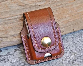 Brown Leather Pouch/Case/Compatible With Zippo Lighter/Handmade/Hand-stitched/Unique-New