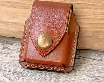 Leather Pouch/Case/Compatible With Zippo /Belt Loop/Lighter/Handmade/Hand-stitched/Unique-New