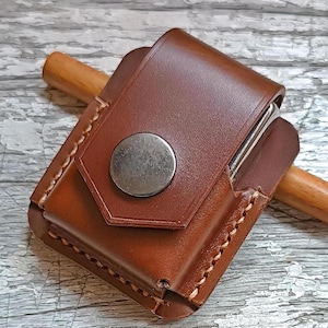 Leather Pouch/Case/Compatible With Zippo /Belt Loop/Lighter/Handmade/Hand-stitched/Unique-New