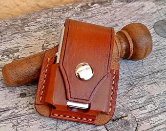 Brown Leather Pouch/Case/Compatible With Zippo Lighter/Handmade/Hand-stitched/Unique-New