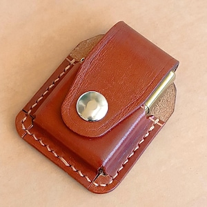 Leather Pouch/Case/Compatible With Zippo /Belt Loop/Lighter/Handmade/Hand-stitched/Unique-New