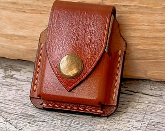 Leather Pouch/Case/Compatible With Zippo /Belt Loop/Lighter/Handmade/Hand-stitched/Unique-New