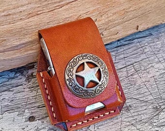 Brown Leather Pouch/Case/Compatible With Zippo Lighter/Handmade/Hand-stitched/Unique-New
