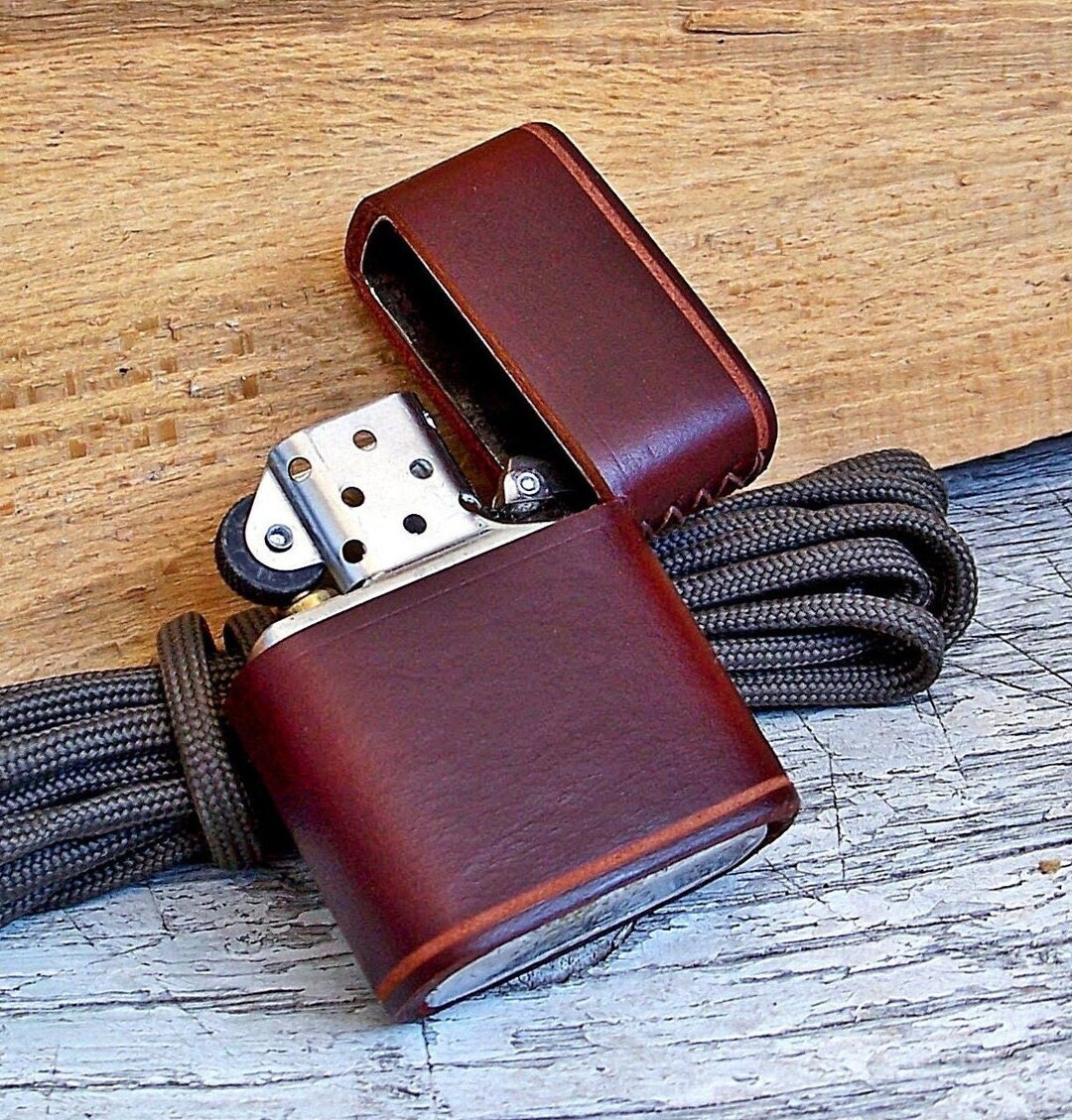Red Brown Leather Pouch/Case/Compatible With Zippo Lighter/Handmade/Hand-stitched/Unique-New
