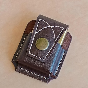 Leather Pouch/Case/Compatible With Zippo /Belt Loop/Lighter/Handmade/Hand-stitched/Unique-New