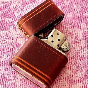 Brown Leather Pouch/Case/Compatible With Zippo Lighter/Handmade/Hand-stitched/Unique-New