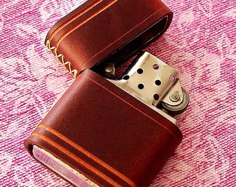 Brown Leather Pouch/Case/Compatible With Zippo Lighter/Handmade/Hand-stitched/Unique-New