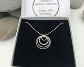 Sterling Silver 40th birthday necklace. 40th birthday gift. 40th birthday gift for women. 4 ring pendant.