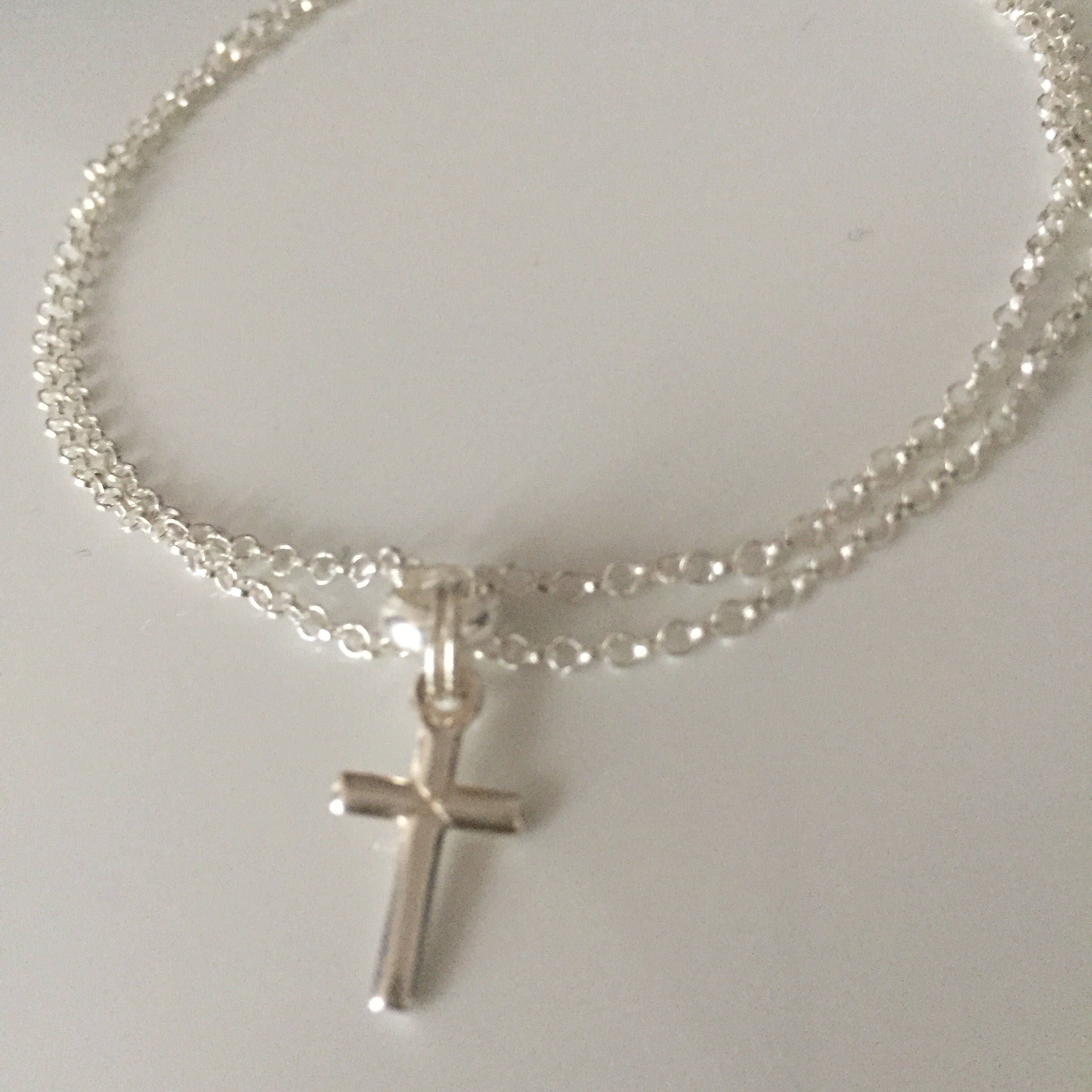 もらって嬉しい出産祝い Sterling Silver Bracelet Crucifix Silver Bracelet. Cross アクセサリー