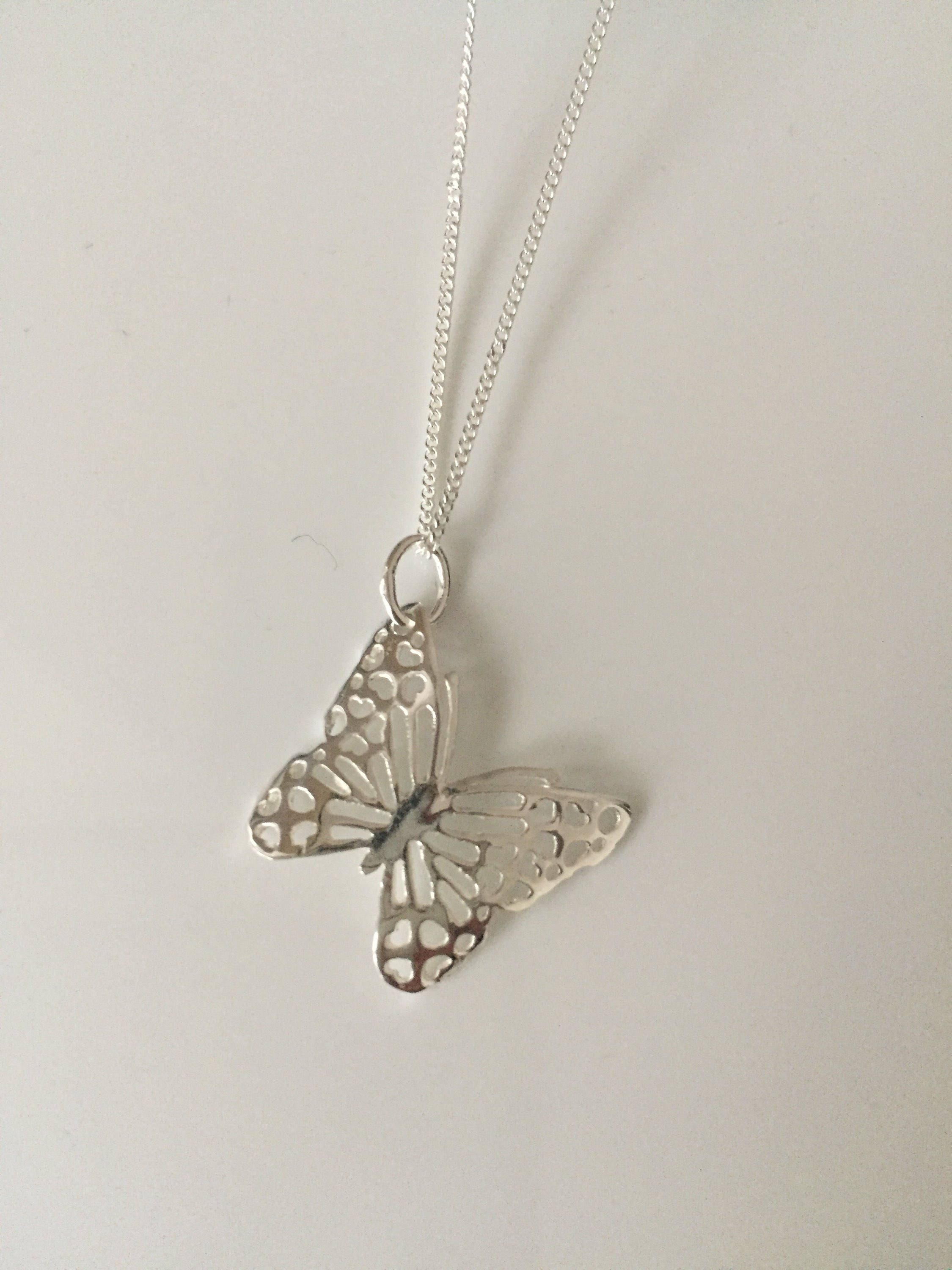 925 Silver Butterfly Pendant Necklace - Etsy
