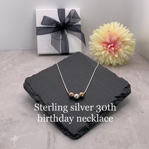 30th birthday necklace. Silver 30th necklace. 30th birthday gift for women. 30th gift for her. 30th jewellery. Gift for 30th birthday. 30th