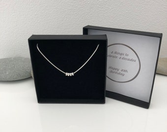 Silver 40th birthday necklace 40 birthday gift. 40th birthday gift for women. Sterling silver 40th pendant