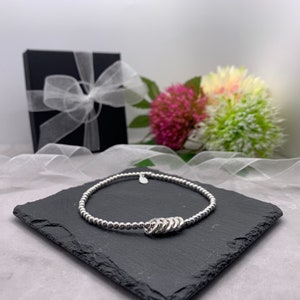 Sterling Silver 60th bracelet. 60th birthday gift. 60th birthday gift for her. 60th birthday jewellery. Silver Stretch bracelet