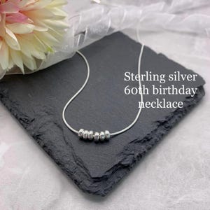 Silver 60th birthday necklace 60 birthday gift. 60th birthday gift for women. 60th pendant. 60th gift. 60th necklace. Milestone necklace