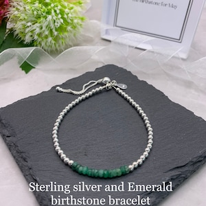 Emerald Bracelet. Sterling Silver Gemstone Bracelet. May Birthstone. Birthstone bracelet. Emerald birthstone bracelet. Emerald jewellery